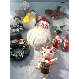 Lot of 10 Vintage Christmas Ornaments‎ aged 1950s to 2000
